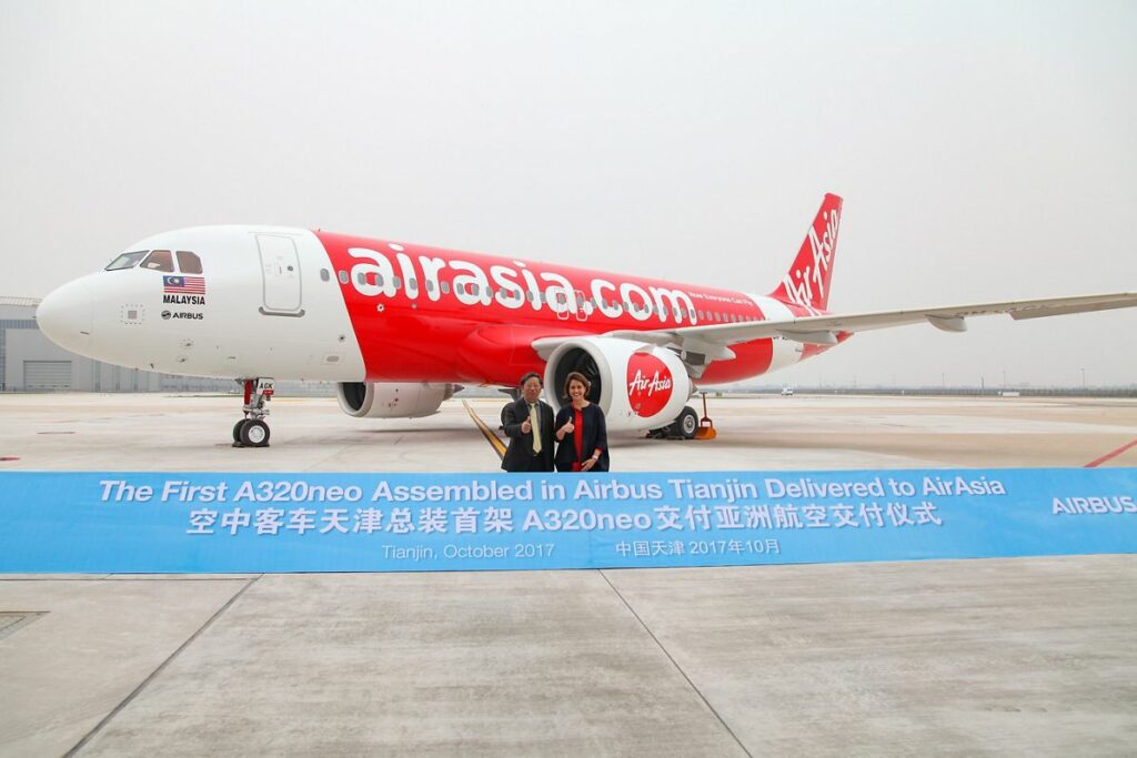 Eerste Airbus A320neo uit Tianjin aan AirAsia geleverd